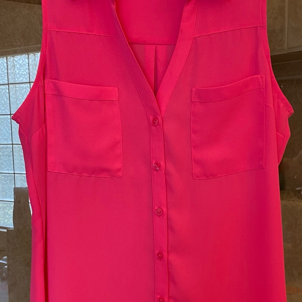 NWOT Express Sleeveless Button-Down Top in Hot Pink